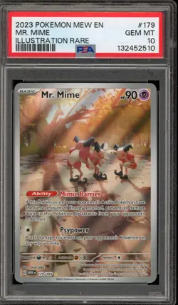 Pokemon Mr. Mime 151 MEW EN Illustration Rare #179 PSA 10 Gem Mint - Image 1