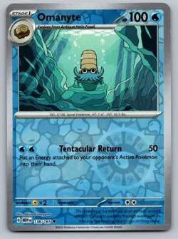 Omanyte 138/165 Uncommon 151 Pokemon Reverse Holo Near Mint - Image 1