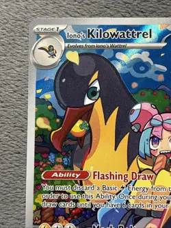 Iono’s Kilowattrel 163/159 Illustration Rare Full Art Holo Pokemon Card NM - Image 5