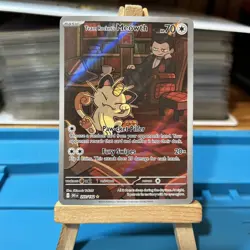 Team Rocket's Meowth 203/182 Illustration Rare Destined Rivals Pokemon - Image 1