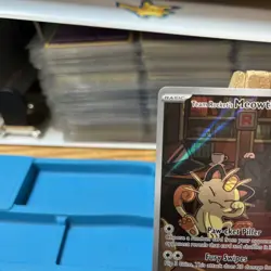 Team Rocket's Meowth 203/182 Illustration Rare Destined Rivals Pokemon - Image 5