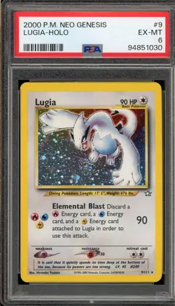 Pokemon Lugia Neo Genesis Unlimited Holo Rare #9 PSA 6 - Image 1