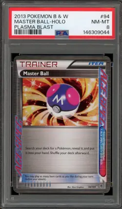 Pokemon Master Ball Plasma Blast Ace Spec Holo Rare #94 PSA 8 - Image 1