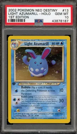Pokemon Light Azumarill Neo Destiny 1st Edition Holo Rare #13 PSA 10 Gem Mint - Image 1