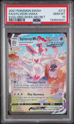 Pokemon TCG Sylveon Vmax SWSH07: Evolving Skies 212/203 Secret Rare PSA 10 - Image 1