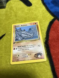 Pokemon 1st Edition Gym Heroes Brock’s Rhyhorn 70/132 NM/M - Image 1