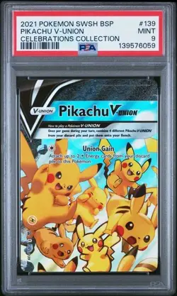 2021 POKEMON SWSH BLACK STAR PROMO CELEBRATIONS COLLECTION PIKACHU V-UNION PSA 9 - Image 1