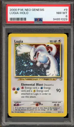 Pokemon Lugia Neo Genesis Unlimited Holo Rare #9 PSA 8 - Image 1