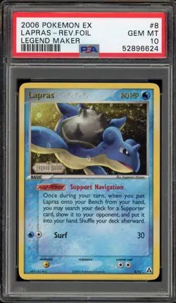 Pokemon Lapras EX Legend Maker Reverse Holo Rare #8 PSA 10 Gem Mint - Image 1