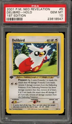 Pokemon Delibird Neo Revelation 1st Edition Holo Rare #5 PSA 10 Gem Mint - Image 1