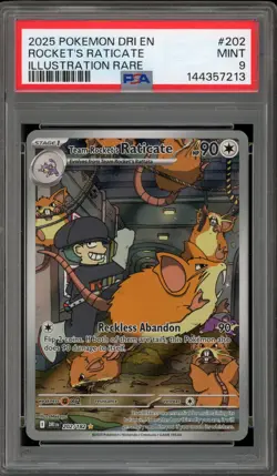 Pokemon Team Rocket's Raticate Destined Rivals Illustration Rare #202 PSA 9 Mint - Image 1