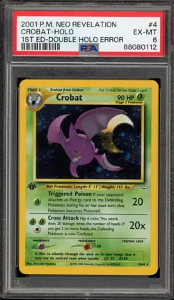 Pokemon Crobat Neo Revelation 1st Edition Holo Rare #4 DOUBLE HOLO ERROR PSA 6 - Image 1