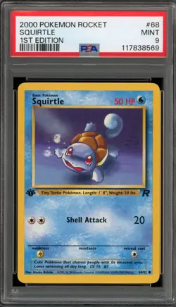 Pokemon Squirtle Team Rocket 1st Edition #68 PSA 9 Mint - Image 1