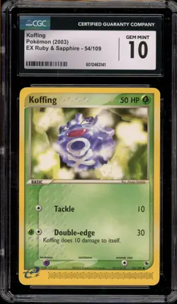 Pokemon Koffing EX Ruby & Sapphire #54 CGC 10 Gem Mint - Image 1