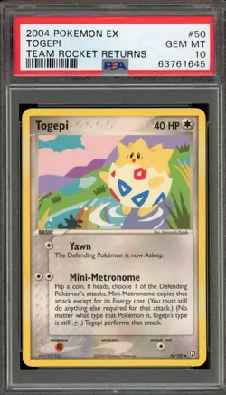 Pokemon Togepi EX Team Rocket Returns #50 PSA 10 Gem Mint - Image 1