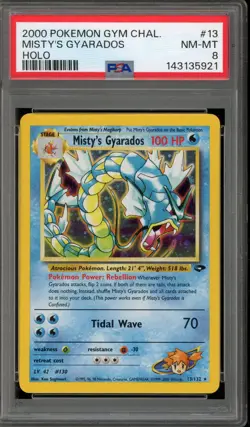 Pokemon Misty's Gyarados Gym Challenge Unlimited Holo Rare #13 PSA 8 - Image 1