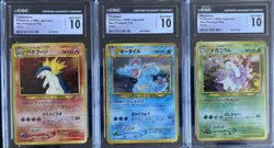 Typhlosion Feraligatr Meganium Holo CGC 10 GEM MINT Lot Japanese Pokemon 1999 - Image 1
