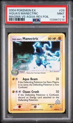 2004 POKEMON EX TEAM MAGMA VS TEAM AQUA #29 AQUA'S MANECTRIC REVERSE HOLO PSA 9 - Image 1