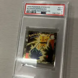 1999 POKEMON STICKERS SER 1 RARE GOLD STICKERS #G11 BULBASAUR/PIKACHU PSA 9 - Image 3
