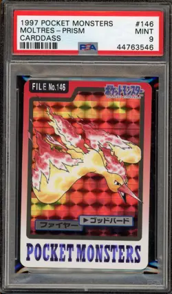 Pokemon Bandai Carddass Moltres Japanese Prism #146 PSA 9 Mint - Image 1