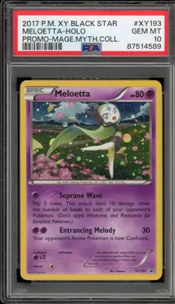 Pokemon Meloetta Magearna Mythical Coll. Black Star Holo Promo XY193 PSA 10 - Image 1