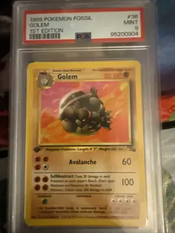 Golem 36/62 Uncommon Fossil Pokemon 1st Edition PSA Mint 9 - Image 2