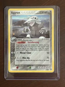 2007 Pokemon, EX Power Keepers, #1/108 Aggron, Holo Rare HP / DMG - Image 1