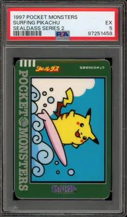 Pokemon Surfing Pikachu Pocket Monsters Bandai Sealdass Series 2 Japanese PSA 5 - Image 1