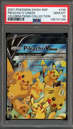 Pokemon Pikachu V-Union Celebrations Coll. Promo SWSH139 PSA 10 Gem Mint - Image 1