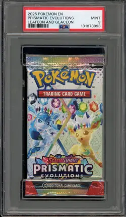 Pokemon Prismatic Evolutions Leafeon and Glaceon Sealed Booster Pack PSA 9 Mint - Image 1