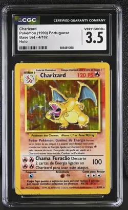 CGC 3.5 Portuguese Charizard 1999 Base Set 4/102 Holo Pokemon Card - Image 1