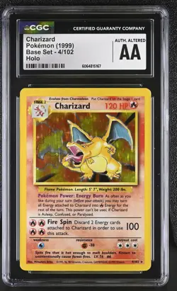 CGC Authentic Altered Charizard 1999 Base Set 4/102 Holo Pokemon Card - Image 1