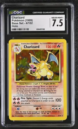 CGC 7.5 Charizard 1999 Base Set 4/102 Holo Pokemon Card - Image 1