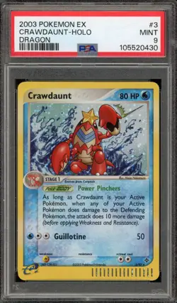 Pokemon Crawdaunt EX Dragon Holo Rare #3 PSA 9 Mint - Image 1