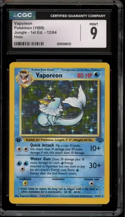 Pokemon Vaporeon Jungle 1st Edition Holo Rare #12 CGC 9 Mint - Image 1