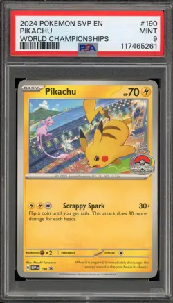 Pokemon Pikachu 2024 World Championships Promo SVP EN 190 PSA 9 Mint - Image 1