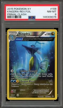 Pokemon Kingdra XY Primal Clash Reverse Holo Rare #108 PSA 8 - Image 1