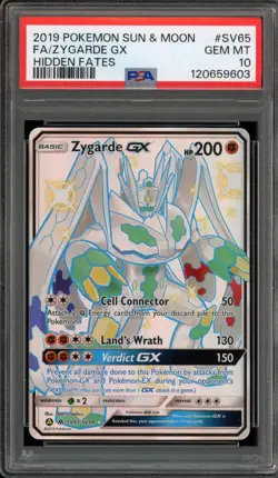 Pokemon Zygarde GX Hidden Fates Full Art #SV65 PSA 10 Gem Mint - Image 1