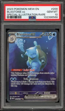 Pokemon Blastoise ex 151 MEW EN Special Illustration Rare #200 PSA 10 Gem Mint - Image 1