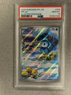 2025 Pokemon Phantasmal Flames PSA 10 Piplup Illustration Rare 098 - Image 1