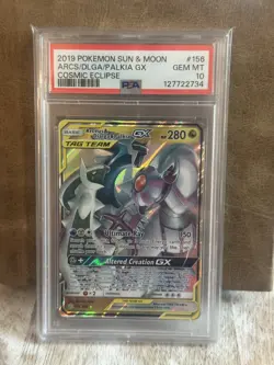 Arceus & Dialga & Palkia Gx 156/236 Cosmic Eclipse Pokemon PSA 10 - Image 1