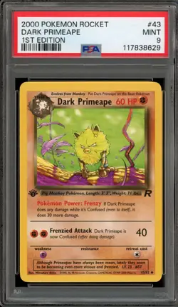 Pokemon Dark Primeape Team Rocket 1st Edition #43 PSA 9 Mint - Image 1