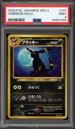 Pokemon Umbreon Neo 2 Japanese Holo Rare #197 PSA 9 Mint - Image 1