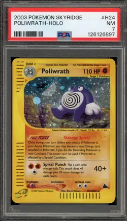 Pokemon Poliwrath Skyridge Holo Rare #H24 PSA 7 - Image 1