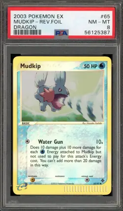 Pokemon Mudkip EX Dragon Reverse Holo #65 PSA 8 - Image 1