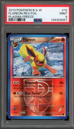 Pokemon Flareon Plasma Freeze Reverse Holo #12 PSA 9 Mint - Image 1