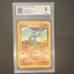 Pokemon Machop Base Set Unlimited 52/102 Player One Services Mint 9 1999 English - Image 1