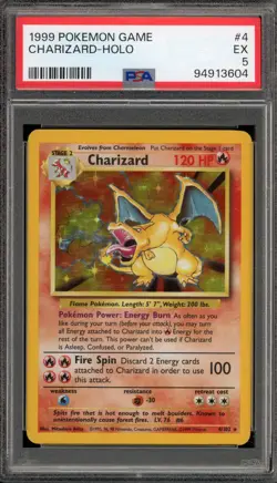 Pokemon Charizard Base Set Unlimited Holo Rare #4 PSA 5 - Image 1