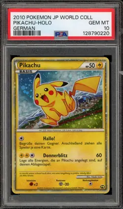 Pokemon Pikachu World Coll. GERMAN Holo PSA 10 Gem Mint - Image 1