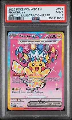 Pokemon Pikachu Ex Ascended Heroes 277/217 Full Art Secret Rare PSA 9 English - Image 1